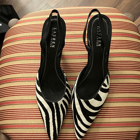 Lauren Ralph Lauren Zebra Print Heels - Picture 1 of 7